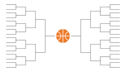 Basketball tournament bracket template on white background