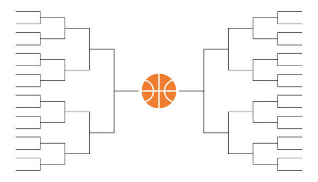Basketball tournament bracket template on white background