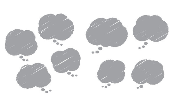 もやもやした手書き風のふきだし、シンプルなアイコン素材、ベクター