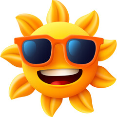 Sun Emoji Sunglasses. Happy Sun with sunglasses.