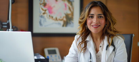 Female doctor working on computer