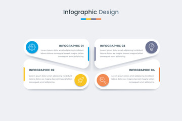 Business infographic design template with icons and 4 options or steps. Can be used for workflow, presentation, etc. Vector illustration