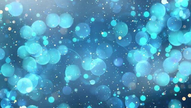 sparkling blue bokeh lights effect isolated on blue background. seamless looping overlay 4k virtual video animation background