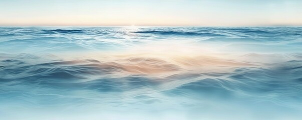 Obraz premium Tranquil gradient of ocean blues, seamlessly blending into a sandy beige with a glossy, luxurious finish