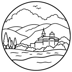 watercolor landscapes design landscape with houses Latest and Premium Vector Design and illustration