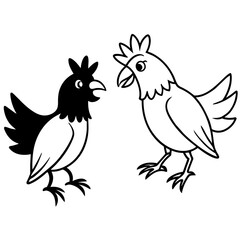 Two whimsical showdown bird on a branch Vector Design and illustration