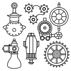 vector set of elements steampunk design and inventions Latest and Premium Vector Design and illustration