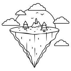 surreal floating island illustration of a landscape Latest and Premium Vector Design and illustration