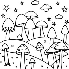A bunch of surreal mushroom landscape Latest and Premium Vector Design and illustration