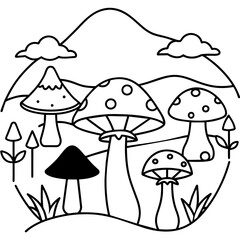 surreal mushroom landscape Latest and Premium Vector Design and illustration