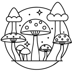 illustration of mushrooms surreal mushroom modern Latest and Premium Vector Design and illustration