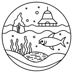 surreal underwater modern whale in the sea Latest and Premium Vector Design and illustration