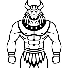 Ancient illustration of a tribal beast warrior Vector Design and illustration