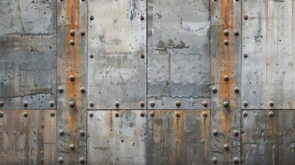 Close-up of Metal Wall with Rivets and Bolts