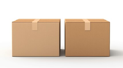 Two cardboard boxes are sitting on a white background.