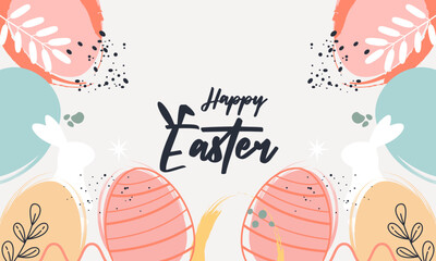 Happy Easter banner. Trendy Easter design with typography,