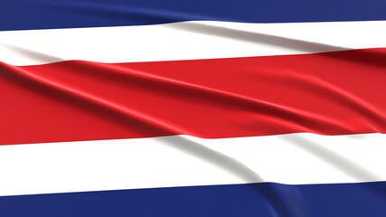 Costa Rica Flag. Fabric textured Costa Rican Flag. 3D Render Illustration.
