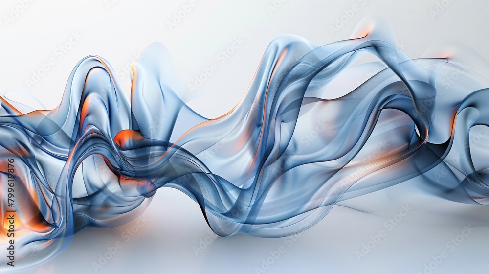 Poster abstract dynamic pattern of blue and white smoke flowing from the left to the right continously, min
