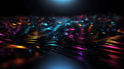 Abstract digital background with laser cut lights on a black background. futuristic look.