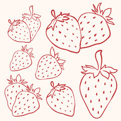 Strawberry Fruits Outline Style.eps
