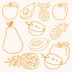 Set of Pinapple and Aple Collection.eps