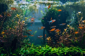 Freshwater planted aquarium (aquascape) with live plants