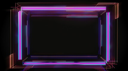Obraz premium neon frame on black background, retro futurism aspect ratio 16:9