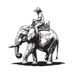 Man Riding an elephant  Vector Image on white background