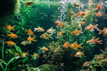 Freshwater planted aquarium (aquascape) with live plants