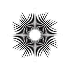 Abstract sunburst vector illustration.  Vintage sun burst icon, Sun icon in liner style. Radial Sunburst, Rays, beams element, Abstract circular geometric shape design. Vector illustration.