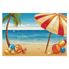 Fototapeta na wymiar poster background design with a summer theme at the beach