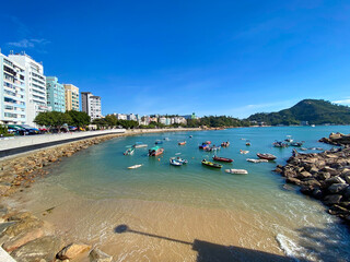 Sunny Day at the Coastal Town with Boats Anchored, Stanley, Hong Kong