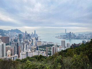 Breathtaking Skyline of Victoria Harbour Amidst Nature’s Embrace, Hong Kong