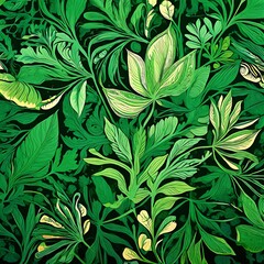 Seamless pattern with green leaves Rainforest Greenery Enchantment Pattern Jungle Canopy Adventure Pattern