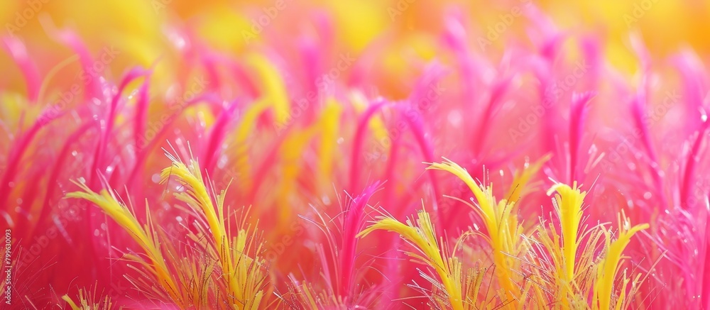 Poster colorful grass stands out in a vibrant field, with a soft and out-of-focus background adding depth a