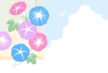 summer vector background with morning glories on the sky for banners, cards, flyers, social media wallpapers, etc.