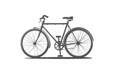 Bicycle silhouette with side view, on isolated white background. vector illustration.