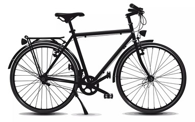 Bicycle silhouette with side view, on isolated white background. vector illustration.