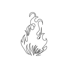 fire one line art, outline design on white background 