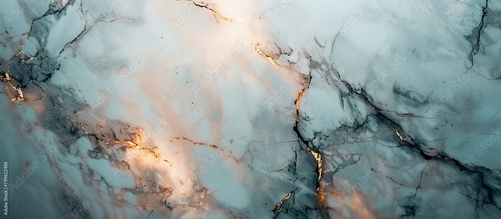 Poster sunlight filtering through a detailed close-up of a glossy marble surface, creating a luminous effec