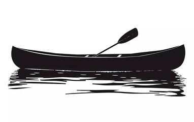 Silhouette of a canoe from a side view, on an isolated white background. vector illustration. 