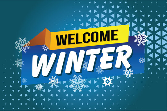 welcome winter word text concept icon logo sign symbol vector note blue style for use landing page, template, social media, web, mobile app, poster, banner, flyer, background, gift card, coupon

