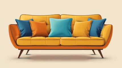 Fabric Sofa Comfortable Seating: An illustration highlighting the comfortable seating of a fabric sofa