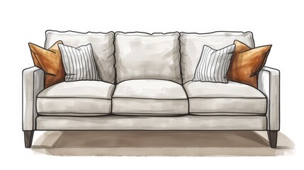 Fabric Sofa Modern Design: An illustration featuring a modern fabric sofa