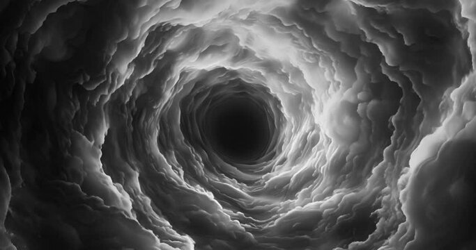 storm funnel Tornado, white blue black, cloud of raven, black hole spiral sky, gloomy, noir, vivid sharp lines, high contrast