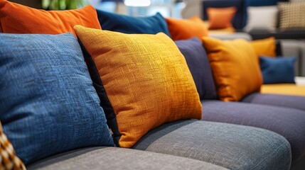 Obraz premium Fabric Sofa Texture Variety: Photos highlighting the texture variety of fabric sofas