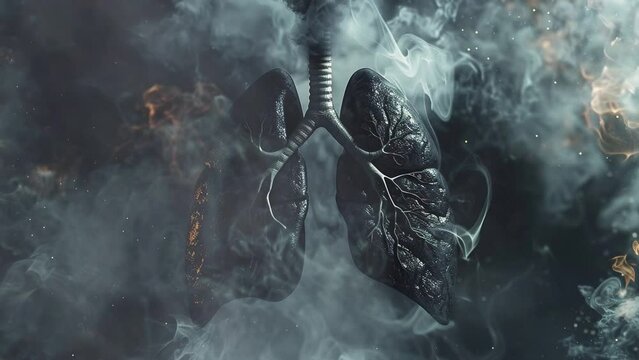 World No Tobacco Day concept. You could see cigarettes surrounding dirty lungs. Lungs damaged by smoking. Encourage a healthier, smoke-free lifestyle. 4K Videos