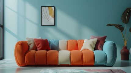 Modern Sofa Comfortable Seating: A photo showcasing a modern sofa designed for comfortable seating