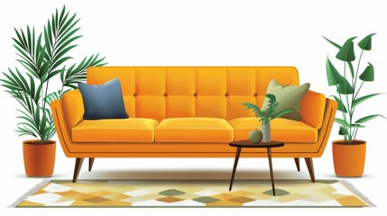 Modern Sofa Cozy Lounge: A vector illustration illustrating a modern sofa as a cozy lounge area