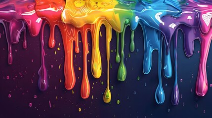 Colorful paint dripping background vector illustration with a colorful splash and drip, colorful color painting in the style of vector illustration, dark blue purple orange green pink red yellow palet
